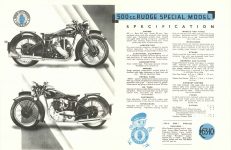 1936 RUDGE THE DEPENDABLE MOTORCYCLE BROCHURE Reproduction RUDGE 500c.c. “Special” Model Specifications