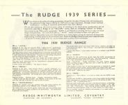 1939 RUDGE Quality Motor Cycles THE RUDGE 1939 SERIES – THE 1939 RUDGE RANGE Reproduction page 1