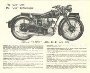 1939 RUDGE Quality Motor Cycles THE “250” with the “350” performance 250c.c. “RAPID” Reproduction page 2