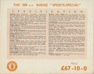 1937 RUDGE SAFE SILENT SPEED Sales Catalog THE 500c.c. RUDGE “SPORTS SPECIAL” SPECIFICATIONS page 10