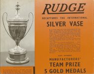 1937 RUDGE SAFE SILENT SPEED Sales Catalog RUDGE RECAPTURES THE INTERNATIONAL SILVER VASE, ALSO AWARDED Manufactures TEAM PRIZE 5 GOLD MEDALS page 4