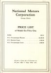 1923-1924 The National SIX FIFTY ONE AACA Library PRICE LIST
