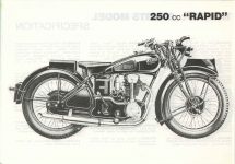 1938 RUDGE MOTOR CYCLES SAFE SILENT SPEED BROCHURE PICTURE 250c.c. “RAPID” 9″x6″ page 10 Reproduction