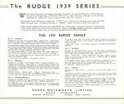 1939 RUDGE Quality Motor Cycles The RUDGE 1939 SERIES – THE 1939 RUDGE RANGE Original 9″x8″ page 1c