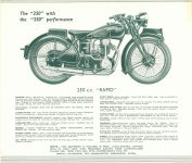 1939 RUDGE Quality Motor Cycles THE “250” with the “350” performance 250c.c. “RAPID” Original 9″x8″ page 2e