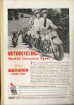 1950 8 MOTORCYCLING – World’s Greatest Sport! RIDE A HARLEY-DAVIDSON HYDRA GLIDE POPULAR MECHANICS Back Cover
