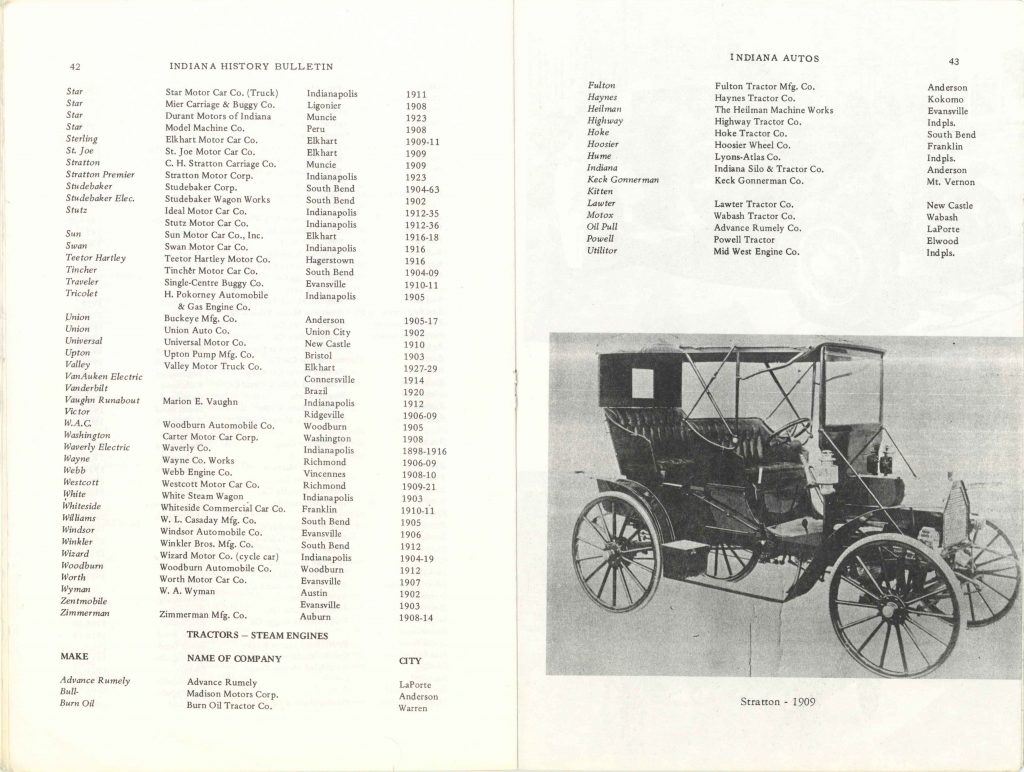 INDIANA BUILT CARS 1976 INDIANA HISTORY BULLETIN March 1976 6"×9" pages