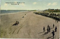 1911 7 28 ca Coming down the line, 100 miles an hour Old Orchard, (Beach) Me. postcard front