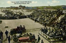 1911 Grand stand Automobile Races, Old Orchard Beach, Me. postcard front