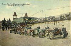 1911 On the starting line, Automobile Races, Old Orchard Beach, Me. (NATIONAL Car No. 6 John Rutherford) postcard front