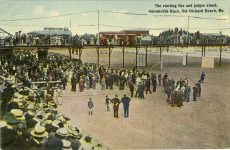 1911 The starting line and judges stand, Automobile Race, Old Orchard Beach, Me. postcard front
