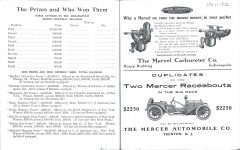 1911 or 1912 Indy 500 program Prizes