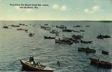 1913 7 30 postmark Watching the Races from the water, Old Orchard, Me. postcard front