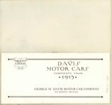1915 DAVIS MOTOR CARS Brochure DAVIS MOTOR CARS THIRTEENTH YEAR – 1915 Inside front cover & page 1