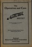 1920 National Operation and Care SEXTET Series BB 6-cyl Front cover Source AACA Library