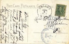 1908 8 3 postmark European racing postcard back