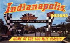 1957 ca Indy 500 Main Gate postcard Front