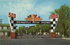 1960 ca Indianapolis Motor Speedway Main Gate postcard Front