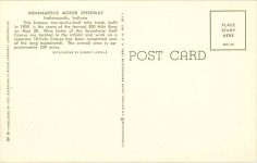 1960 ca Indianapolis Motor Speedway birdseye view postcard Back