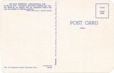 1950 ca. Indy 500 Pits postcard Back