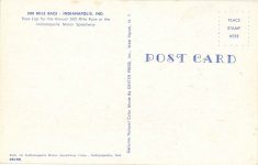 1960 ca Indy 500 Turn 1 2818B postcard Back