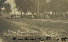 1910 8 27 Elgin Auto Races Mulford driving winning Lozier Elgin National RPPC front