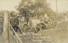 1911 Elgin Auto Races CINO John Raimey in 1st Accident at Hairpin Turn RPPC front