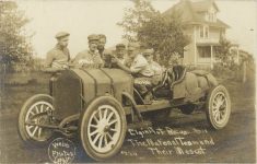 1911 Elgin Auto Races The National Team Atkin Zengel Herr and Their Mascot Sidney Webb Photos Lethin RPPC front