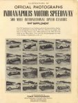 OFFICIAL PHOTOGRAPHS INDIANAPOLIS MOTOR SPEEDWAY 500 PHOTOGRAPHS OF 500 CARS DRIVERS CRASHES PERSONALITES FROM 1911 TO 1946 TOWER PHOTOGRAPHERS SUPP 1947 page 1