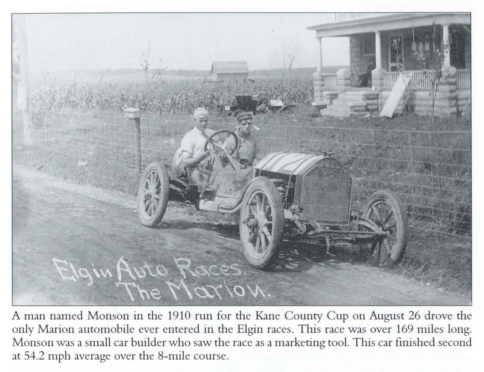 1910 8 The Marion NATIONAL Elgin National Road Races POSTCARD ...