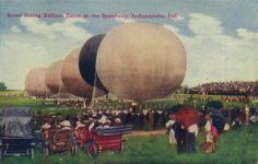 1910 ca Indy 500 Scene during Balloon Races at the Speedway Indianapolis Ind postcard front