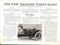 1914 PACKARD “48” MOTOR CARRIAGES THE NEW PACKARD FORTY-EIGHT GENERAL SPECIFICATIONS Chassis view showing control board, dash and exhaust side of motor picture Antique Automobile Club of America Library page 10