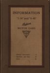 1914 Packard MOTOR CARS INFORMATION “2-38” and “4-48″ Antique Automobile Club of America Library Front Cover