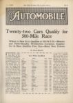 1915 5 27 STUTZ, Indy 500 Twenty-two Cars Qualify for 500-Mile Race THE AUTOMOBILE AACA Library page 923