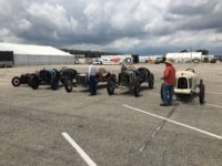 Ragtime Racers unloading 5 of 7 BMF cars 3 pm storm looming 2018 6 13 SVRA IMS Ragtime Racers
