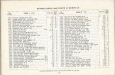 1914 ca. CASE FORTY AUTOMOBILE REPAIR PRICE LIST 8.5″x5.5″ page 50