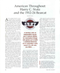 STUTZ American Throughout: Harry C. Stutz and the 1912-24 Bearcat by Jack Stewart Collectible Automobile June 2010 GC page 62