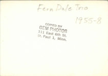 1955 ca. Fern Dale, born 1917 Trio snapshot 3.5″×2.5″ back