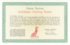 Dakota Territory Jackalope Hunting Permit 8.25″×5.25″