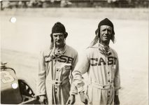 1913 CASE Indy 500 Bill Endicott (R) and mechanic photo Burton Historical Collection Detroit Public Library