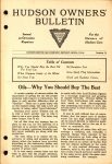 1916 ca. HUDSON HUDSON OWNER’S BULLETIN Number 16 AACA Library page 1