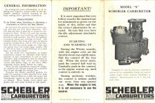 1925-26 ca. SCHEBLER CARBURETOR Model “S” 9”×6″ pages 1 & 2