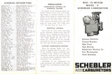 1925-26 ca. SCHEBLER CARBURETOR Model “S” REO–T6 MOTOR 9”×6″ page 1
