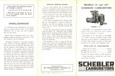 1925-26 ca. SCHEBLER CARBURETOR Models “A” AND “AT” 9”×6″ page 1