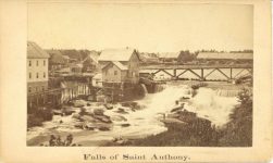 1863 ca. Falls of Saint Anthony, Minnesota West Bank Whitney CDV 4″×25″ front 1