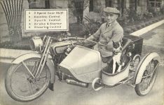 1910 ca. LEGLESS ONE ARM DRIVER Barney Oldfield motorcycle postcard front