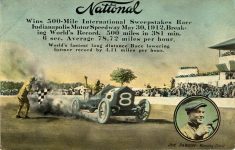 1912 NATIONAL Indy 500 Winner Joe Dawson postcard front