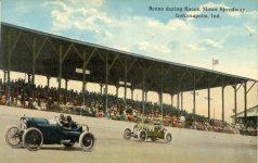 1913 ca. Indy 500 Scene during Races Motor Speedway Indianapolis Ind Apr 12, 1914 postcard front