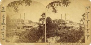 1870 ca. Steamer Selkirk on Red River Caswell & Davy Photographers Duluth 7″×3.5″ stereoview front