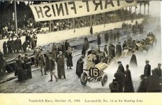 1908 10 24 Vanderbilt Race Locomobile Car 16 at Starting Line postcard front 2